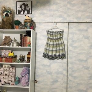 Hollister Strapless Plaid Flowers Top